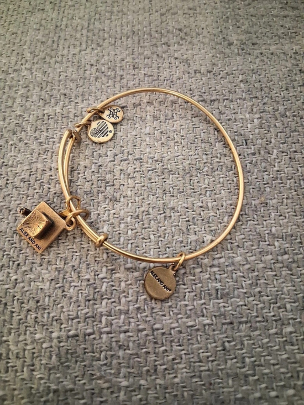 Alex and Ani Graduation Cap Charm Bangle Gold